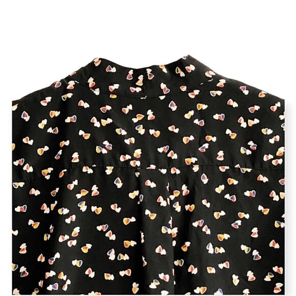 Uniqlo Black Heart print tie neck blouse, size XS - Picture 4 of 10
